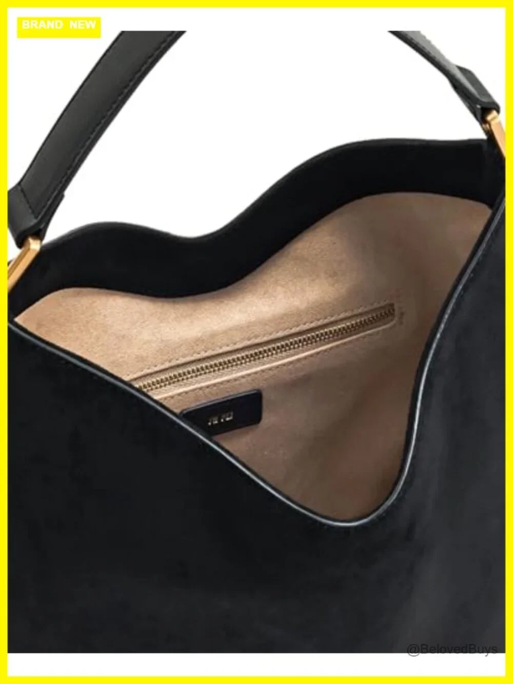 Faux Suede Shoulder Bag Hobo Purse with Gold Hardware Fits iPad